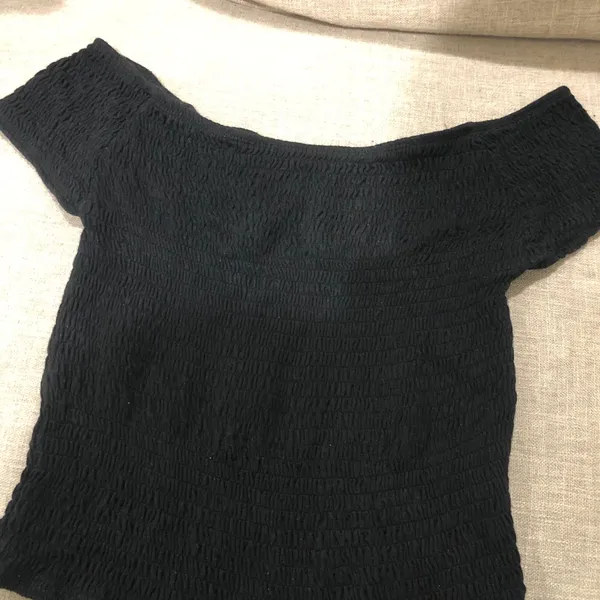 Brandy Melville Black Smocked Stretchy Crop Top - Image 2