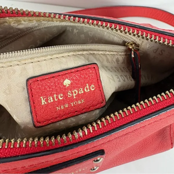 KATE SPADE Berkshire Road Gabriella Leather Crossbody/ Shoulder Bag Red - $298. - Image 8