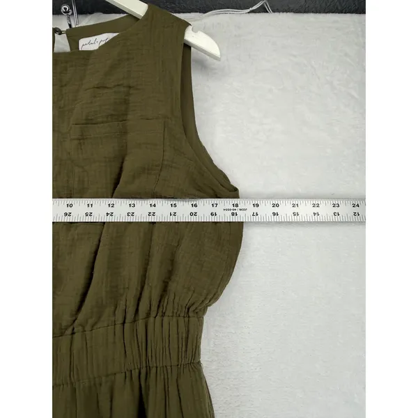 Petal + Pup‎ Womens Olive Green Gauze Wide Leg Sleeveless Jumpsuit Size L - Image 3