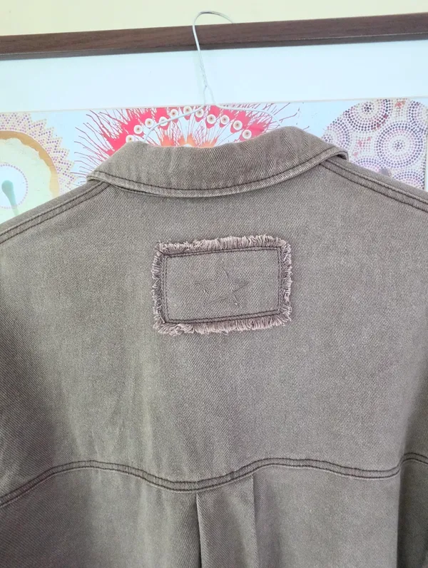 POL Cable Knit Sleeve Shacket Chocolate & Cream Small - Image 14