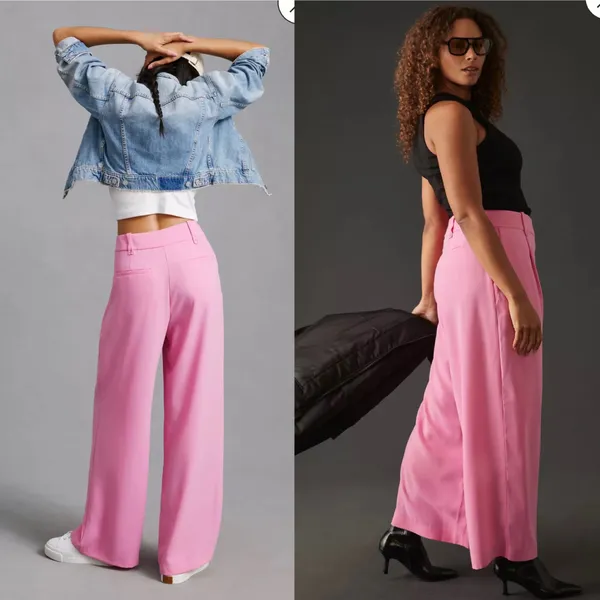 Anthropologie Exquise Garofano Wide Leg Pants Pink Size MP - Image 4