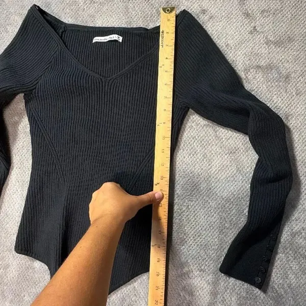 Abercrombie & Fitch Black Off Shoulder Ribbed Long Sleeve Bodysuit Medium #1700 - Image 12