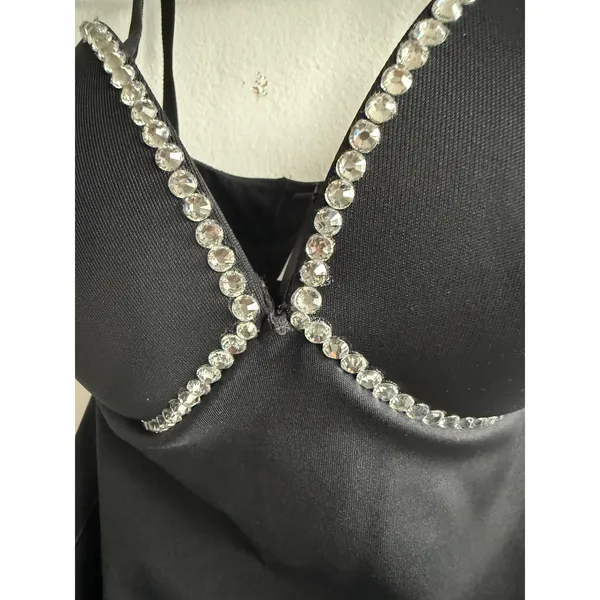 SKIMS Black Rhinestone Underwire Bodysuit‎ Sleeveless Snap Gusset Slim Fit - Image 3