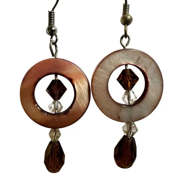 Abalone Crystal circle drop earrings - Image 9