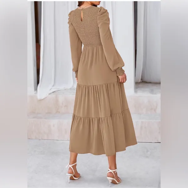 Khaki Maxi Dress Tan Size XXL - Image 3