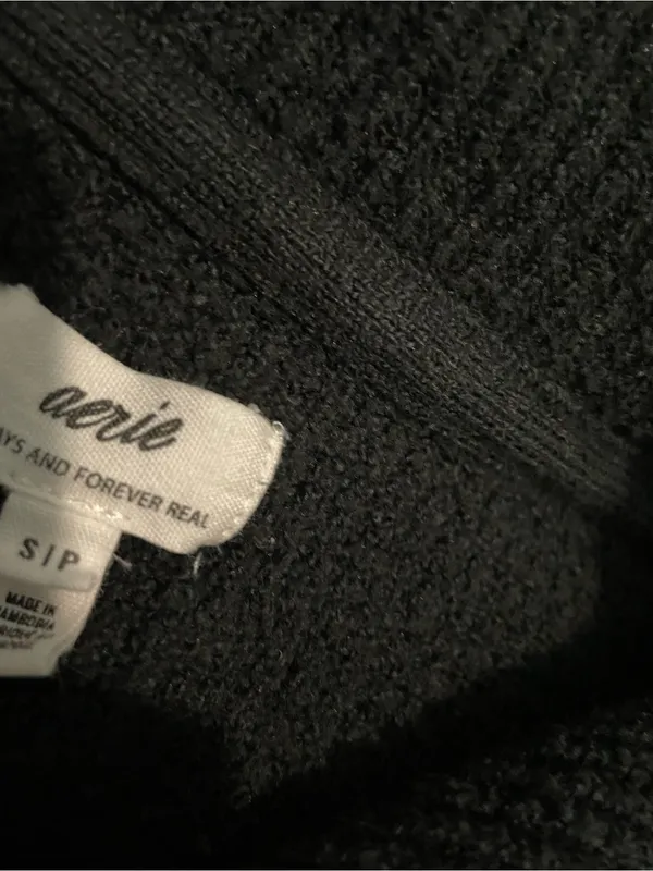 aerie Black V-Neck Knit Pullover Sweater - Image 2