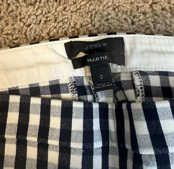 Navy and White J Crew Checkered Tailored Slacks - Image 4
