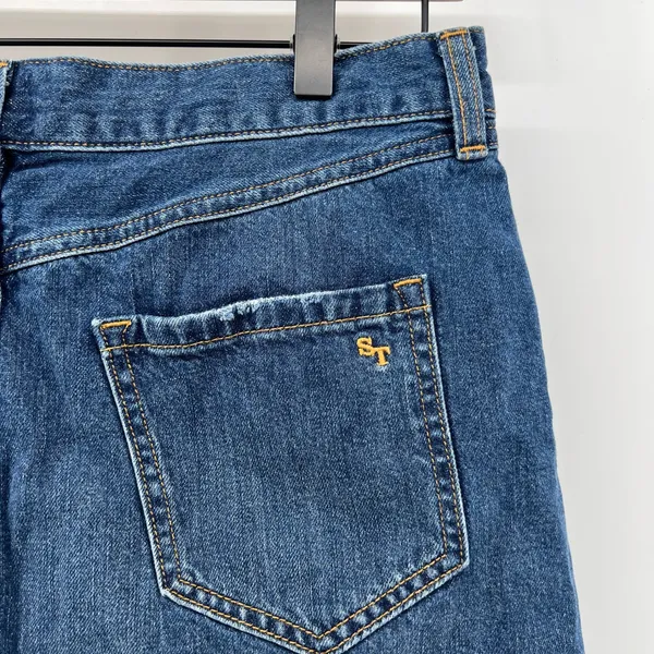 Southern Tide Women 28 Raw Hem Denim Jean Mini Skirt Medium Wash‎ Y2K Preppy - Image 3