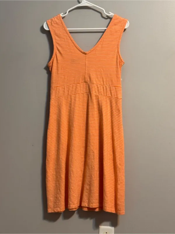 Patagonia Porch Song Dress M Orange Striped Organic Cotton‎ Sleeveless - Image 4