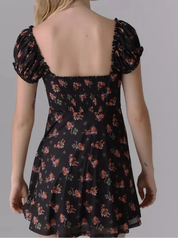 Urban Outfitters Audrey Bow Floral Shamrock Mesh Babydoll Whimsigoth Mini S - Image 2