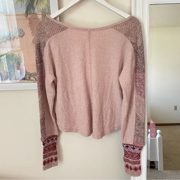 Anthropologie Daily Practice Mixed Knit Cuff Thermal Top Size Medium - Image 6