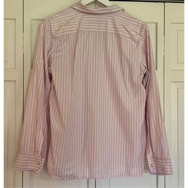 Lauren Ralph Lauren pink striped pocket front button down large - Image 10