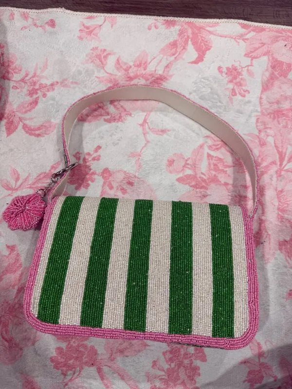 Pink and Green Beaded Bag Multiple - Image 2