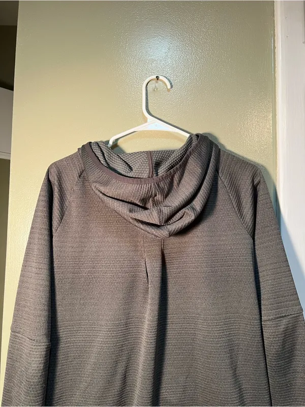 REI Co-Op Women's Size Medium Pullover Hoodie Dark Green Textured Marled Quilted - Image 8