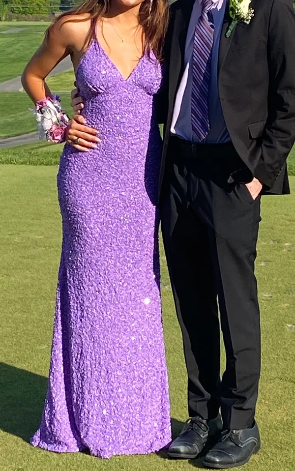 Purple Sequin Prom Dress - Image 3