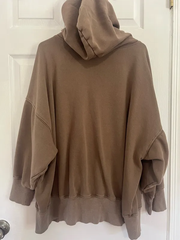 Free People Movement XS Oversized Hoodie Taupe Athleisure Boho Lounge Sweatshirt - Image 4