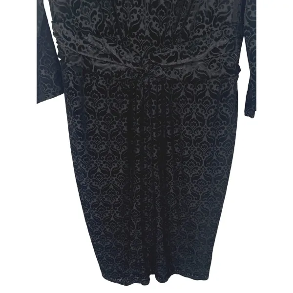 NWT Talbots Womens Velvet Jacquard Damask V-Neck Sheath Dress Black Size Large - Image 11