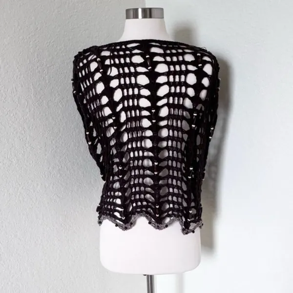 Zara Black Crochet Open-Knit Top - Image 4