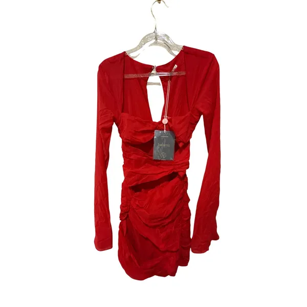 House of CB Camille Long‎ Sleeve Silk Blend Cutout Minidress Size Small - Image 10