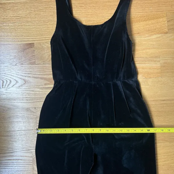 Vintage 90s DKNY Velvet Jumpsuit Pleated Waist Scoop Back Cinched Ballet Size 2 - Image 10