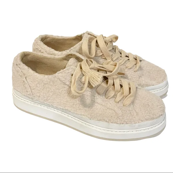 Zara Womens Size 9 Pink Fury Fleece Lowtop Platform Sneakers‎ - Image 4