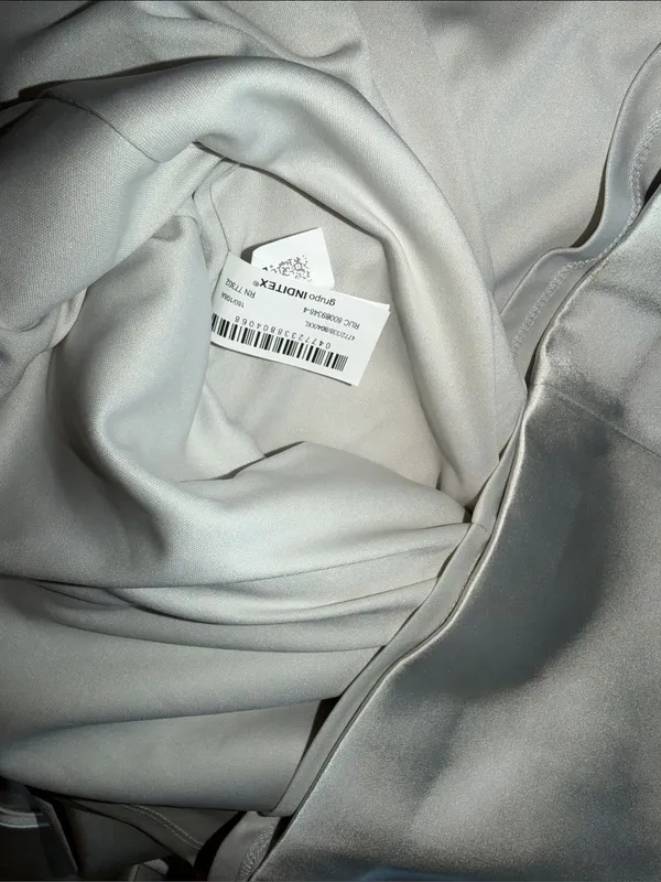 NWOT Zara Strapless Pearl Grey/Silver Satin Dress with Bow XXL Bloggers Fave - Image 9