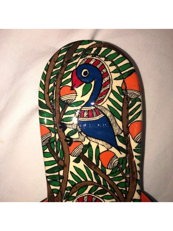 Tory Burch Something Wild Miller Thong Sandals Size 7 Patent Leather Birds Blue - Image 3
