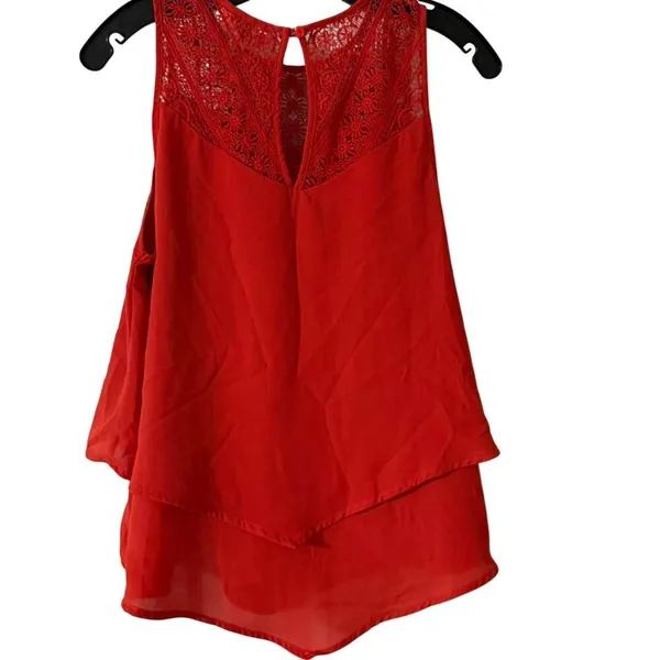 Monteau Los Angeles Orange top lace Neck Women's Large - Image 4