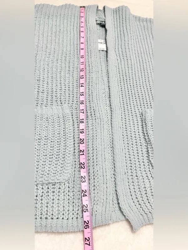 American Eagle Outfitters Open-Front Chunky Knit Cardigan Light Blue Size Small - Image 8