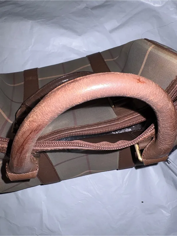Burberry Beige and Brown Check Canvas‎ Tote with Leather Trim - Image 11