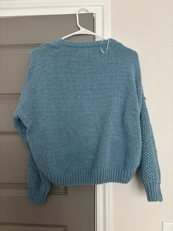 Cropped Knit sweater Blue - Image 4