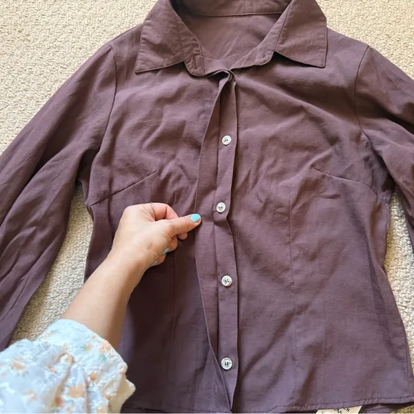 NWT Retro Stage Brown Women's button down Size 4 - Image 3