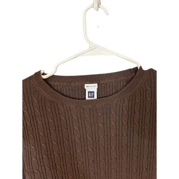 Gap Brown Long Sleeve Cotton Stretch Ribbed Knit Blouse Women Sz Sm - Image 3