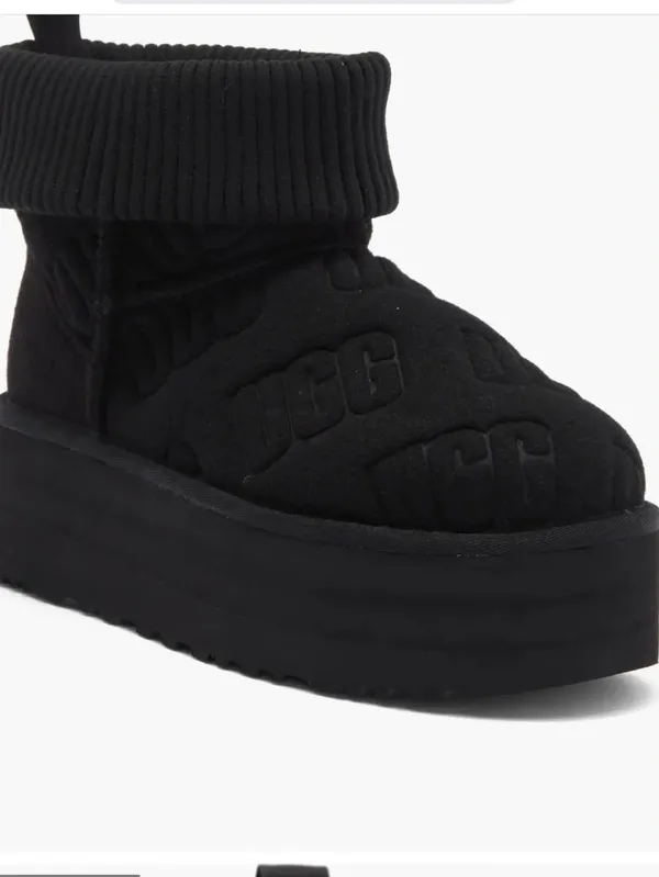 UGG NEW Classic Mini Platform Felted Black Sheepskin Boots, Black, size 12, NWO - Image 2
