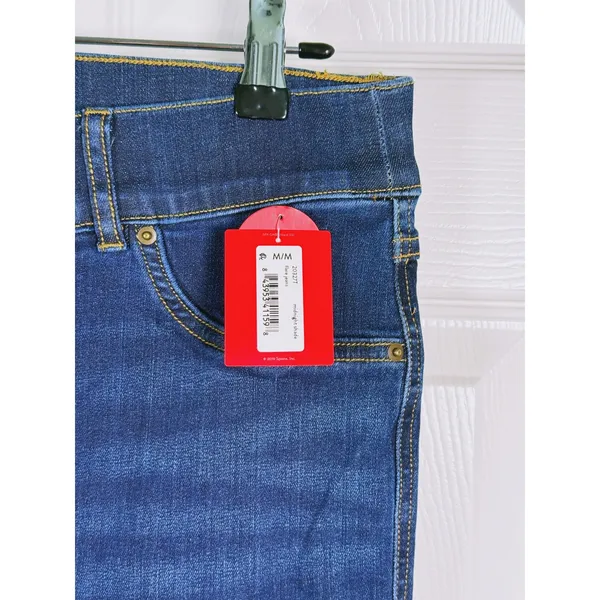 NWT Spanx Pull-On Flare Jeans Stretch Medium Tall Midnight Blue Dark Wash Retro - Image 7