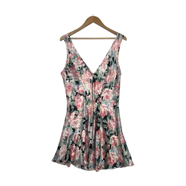 Vintage 90s Victorias Secret Nightgown Womens Large Pink Floral Chemise Satin - Image 2