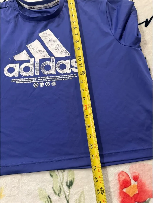 adidas Primeblue printed cropped t-shirt, royal blue, size XL - Image 6