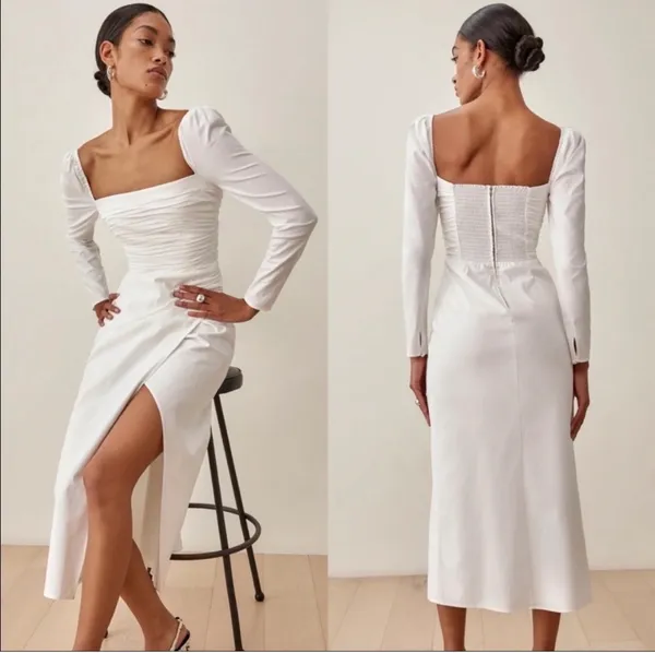 Reformation Isaac Midi Dress White Size 4 - Image 2