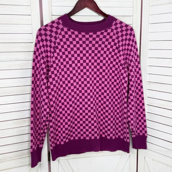 Future Collective Check Pullover Sweater Pink‎ Purple Small Pink - Image 9