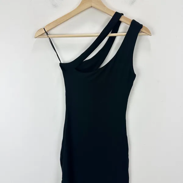 NEW Naked Wardrobe One Shoulder Cutout Sheath Mini Dress Black Stretch Small - Image 7
