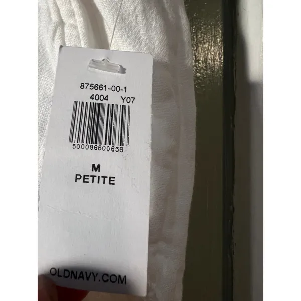 Old Navy Women's Sz Medium Petite Gauzy Wide Leg Pant Rope Tie Calla Lilly White - Image 9