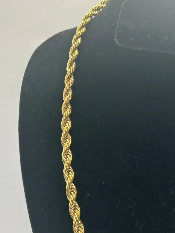 Real Gold Rope Chain Necklace 5mm 24 Inch Plated Mens Bold High Quality Sleek - Image 2