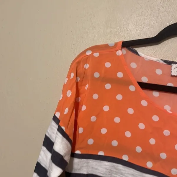 Postmark‎ Anthropologie Polka Dot Striped Blouse Size Small - Image 3