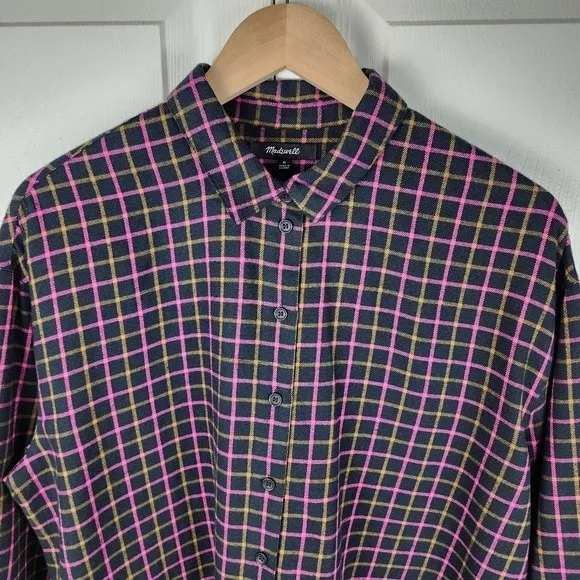 Madewell Plaid Flannel Boxy Shirt Crop Top Size M - Image 5