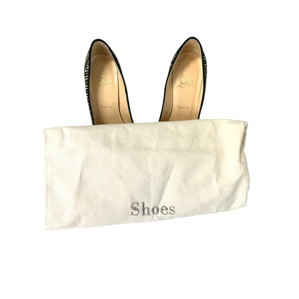 Christian Louboutin Daffodile 160 Platform Pumps Panama Black Cream 38.5‎ - Image 10