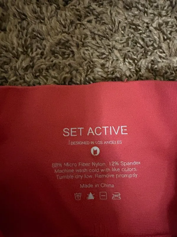 Set Active Leggings Solid Pink Estimated Size Small Ankle Length Nylon Blend - Image 2