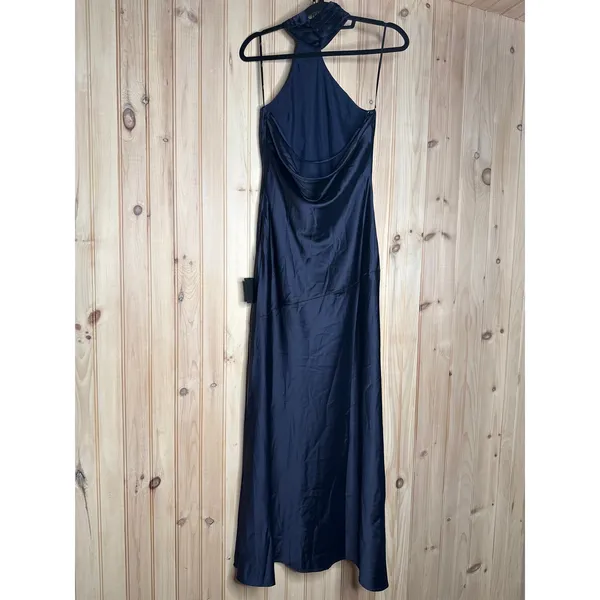 NWT Lulus Madalena Navy Satin Cowl Back Maxi Dress Holiday Banquet Gala Party S - Image 7