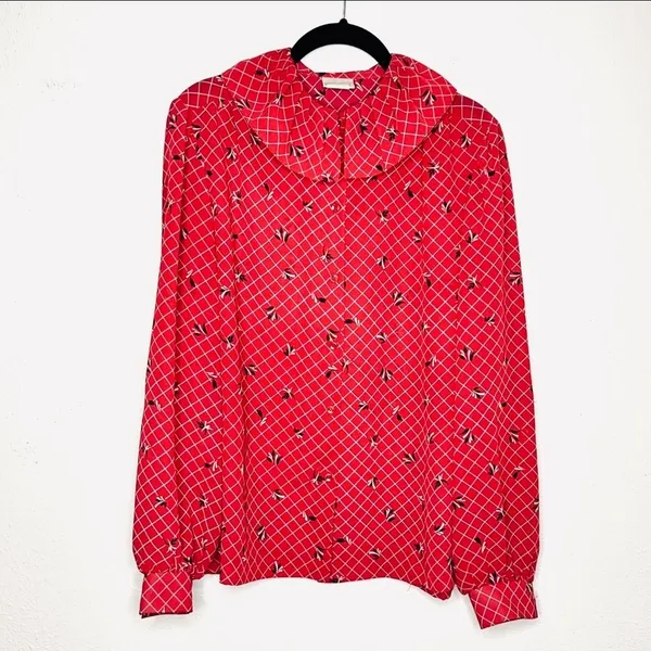 Vintage 70s Koret Flounced Ruffle Collar Blouse Size 12 - Image 3