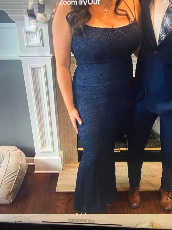 Windsor Blue Lace Prom Dress - Image 4