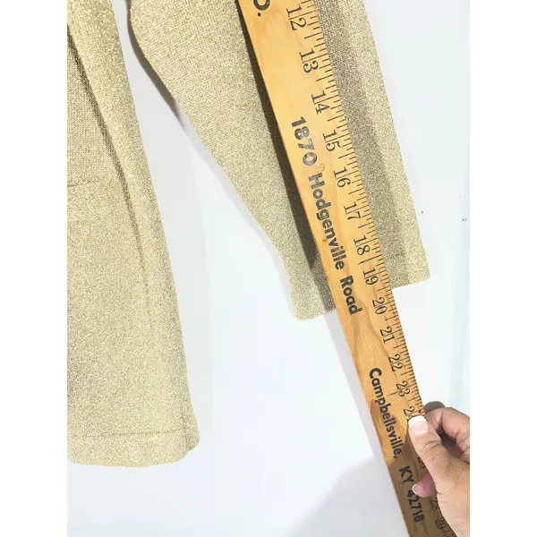 VTG LISA originals Sparkle Knit Cardigan Women S‎ Gold Button Front Long Sleeve - Image 4